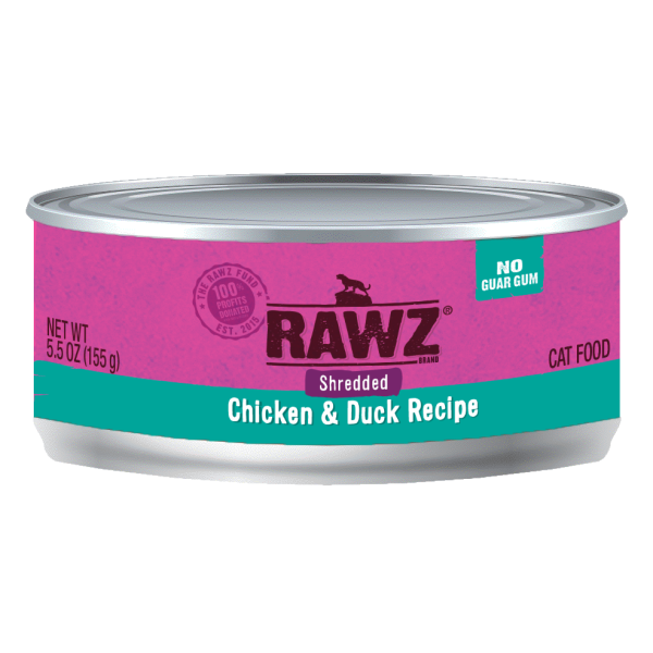 Rawz Shredded Chicken & Duck Cat Food 雞肉及鴨魚肉絲貓罐頭 155g 